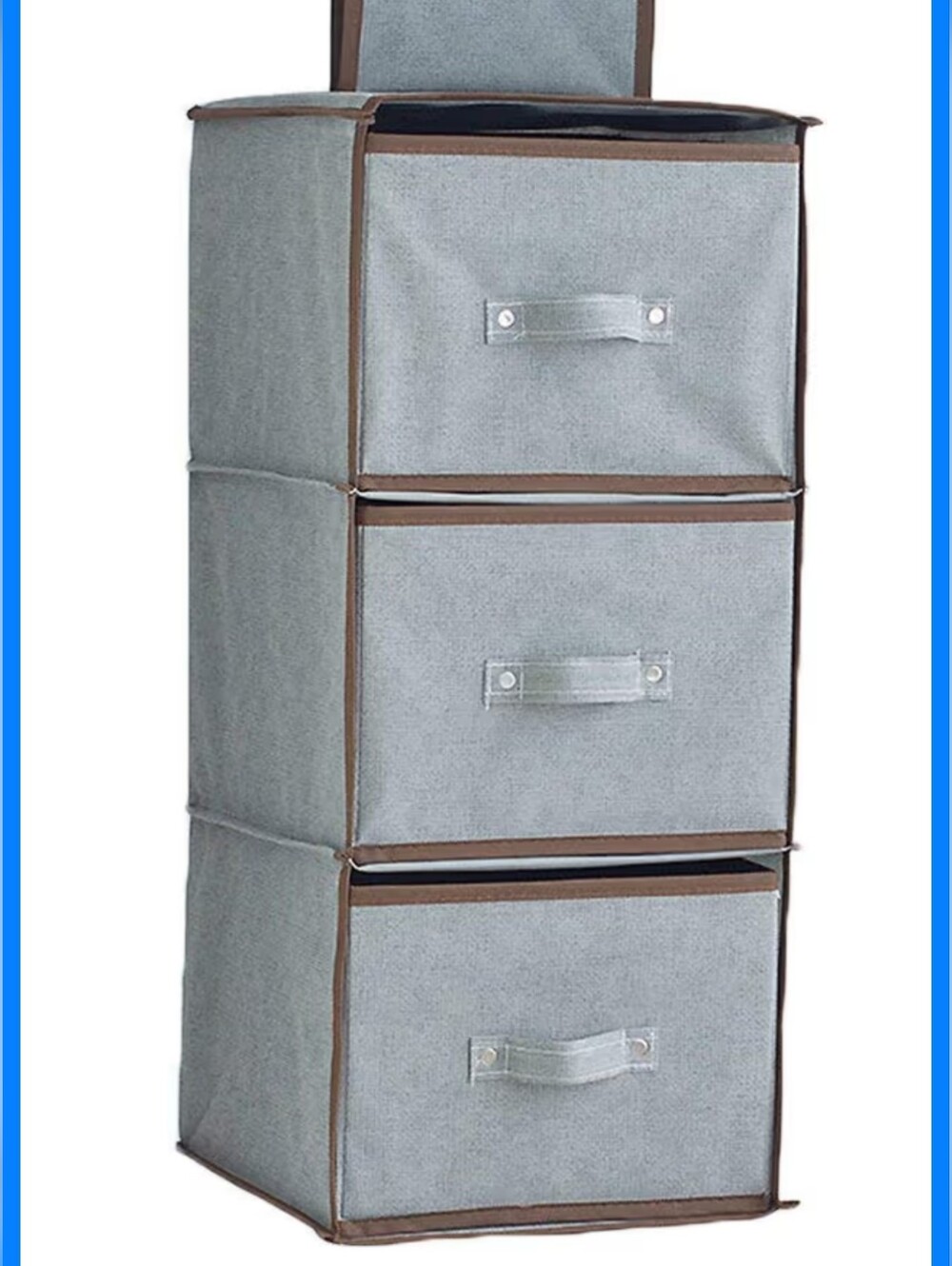 3-Tier Hanging Closet Organizer Storage Bins - Gray